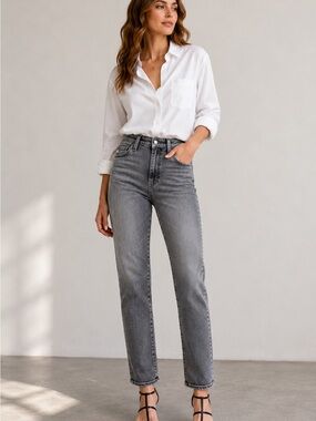 AG Adriano Goldschmied Mari High Rise Straight Jeans 29R Gray Wash